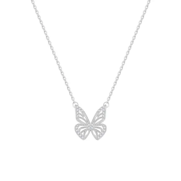 collier papillon pour femmes en argent – Image 2