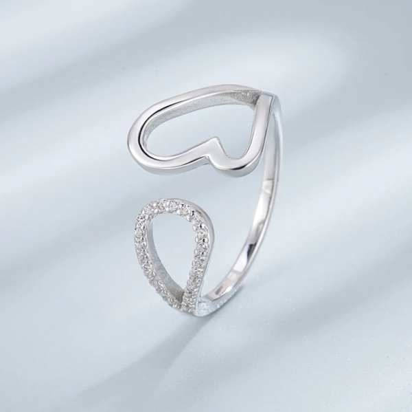 bague coeur en argent pour femmes – Image 4